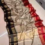 ps banarasi semi katan soft silk saree charcoal grey 2 image4