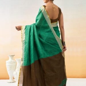 ps pure cotton handloom thin zari border saree green 2 image1