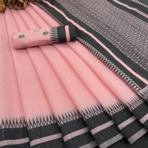 ps pure mul cotton temple wave border saree pink 2 image1