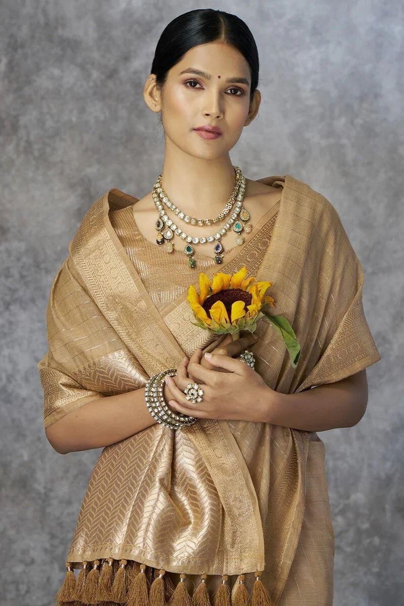 ps zari weaving handloom saree golden 4 image2